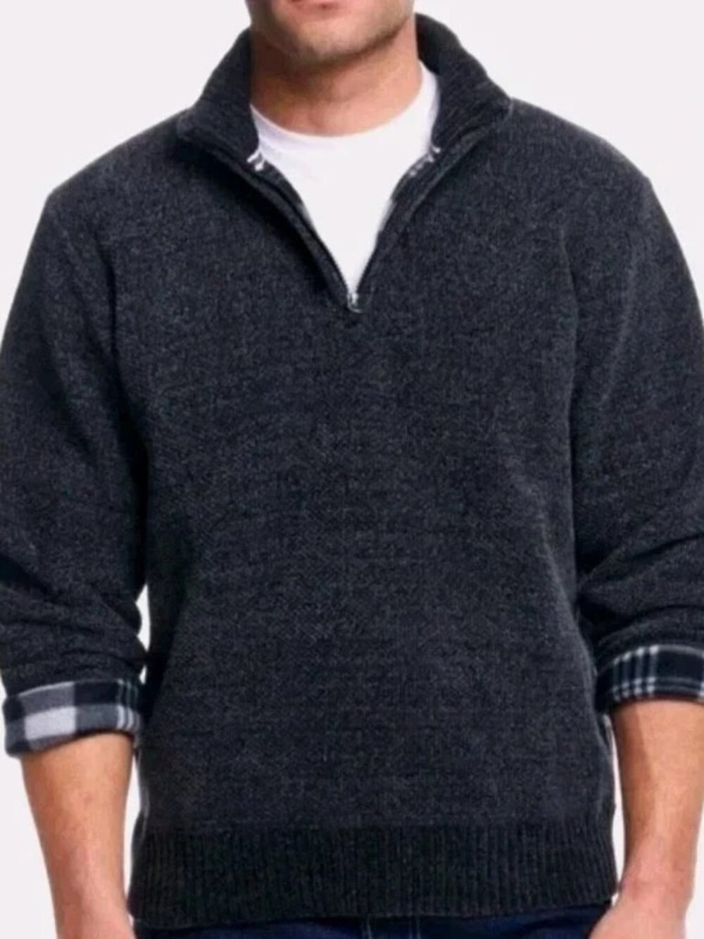Weatherproof Men’s Chenille 1/4 Zip Sweater Size M  COLOR Gray